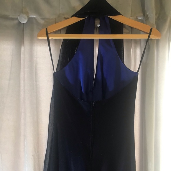 Deep Blue Shiny Prom Dress - Picture 3 of 7